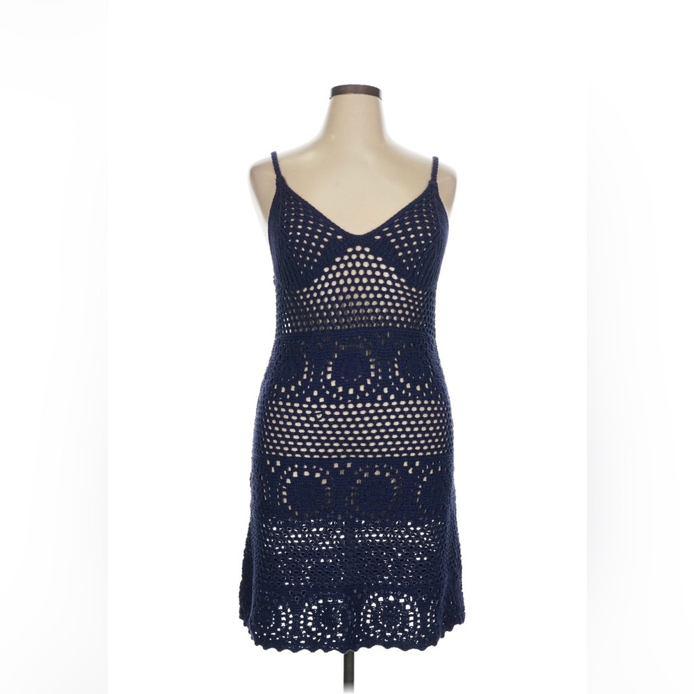 Aerie Navy Crochet Swim Cover-Up NWT